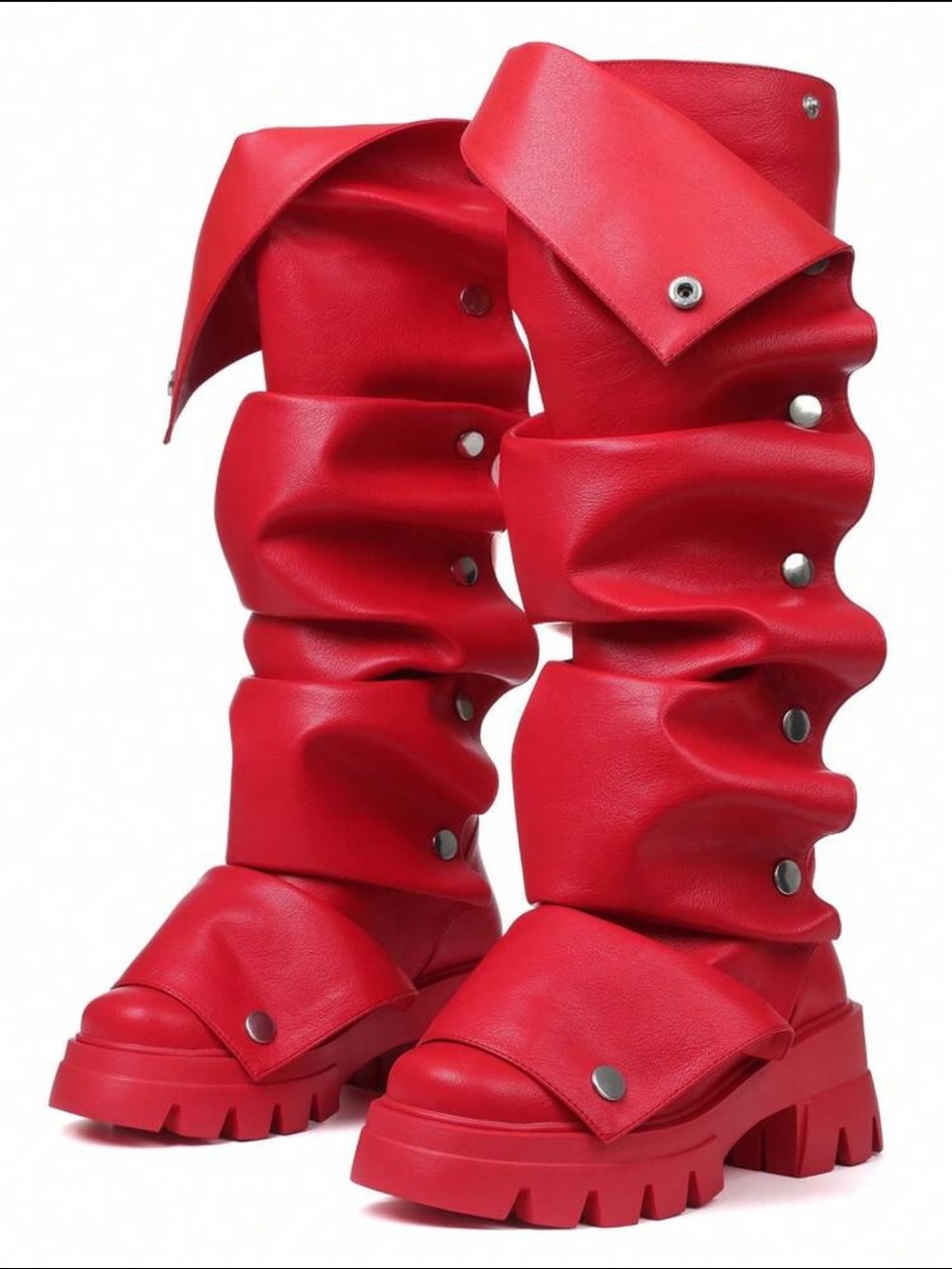 Red Chunky Ruch Boots - Picture 2 of 3